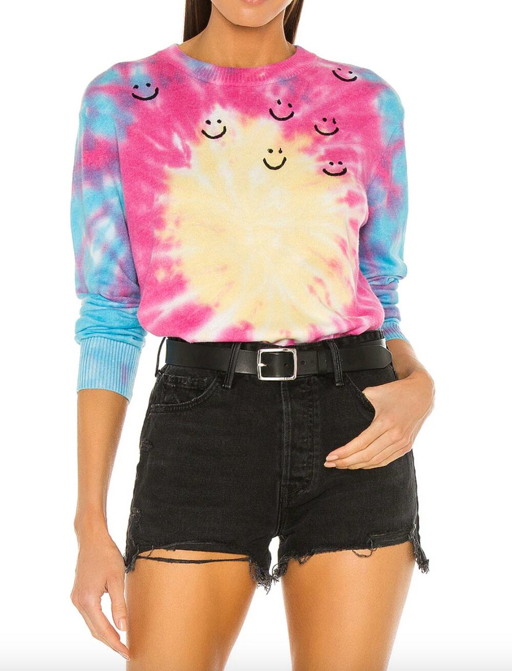 Spiritual Gangster Brooklyn Smiley Sweatshirt Knit Sunburst Tie Dye Size Small S